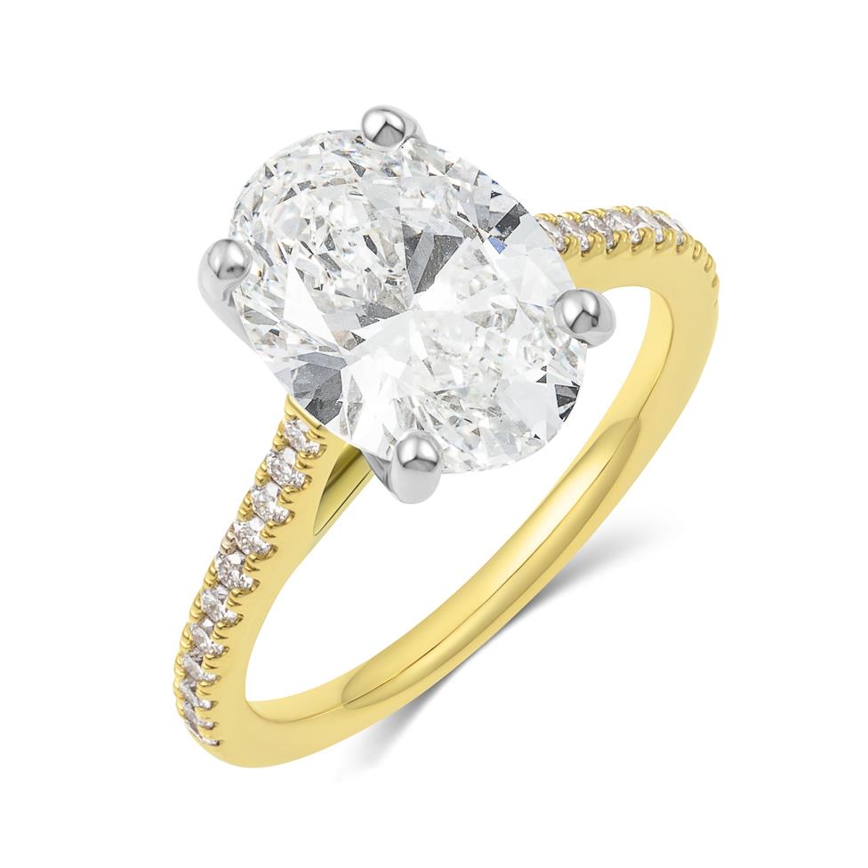 18ct Yellow Gold Lab Grown Oval Diamond Engagement Ring 3.00ct Thumbnail Image 0