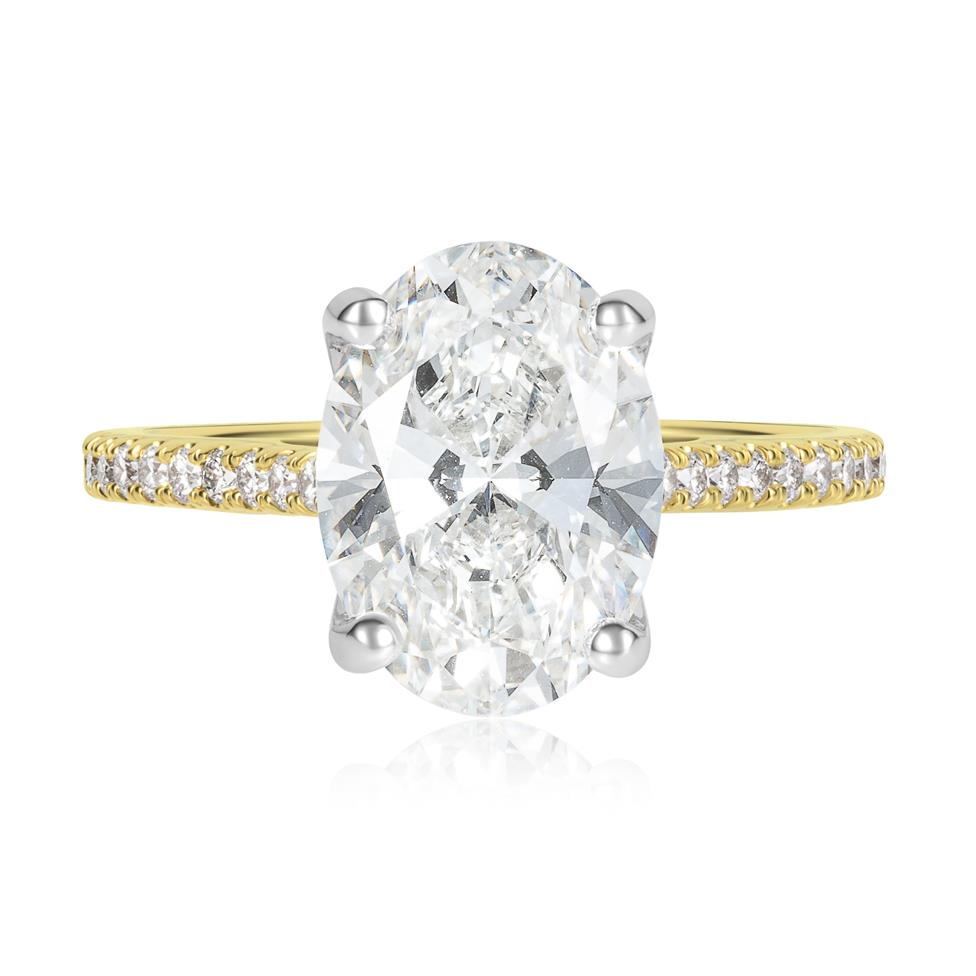 18ct Yellow Gold Lab Grown Oval Diamond Engagement Ring 3.00ct Thumbnail Image 1