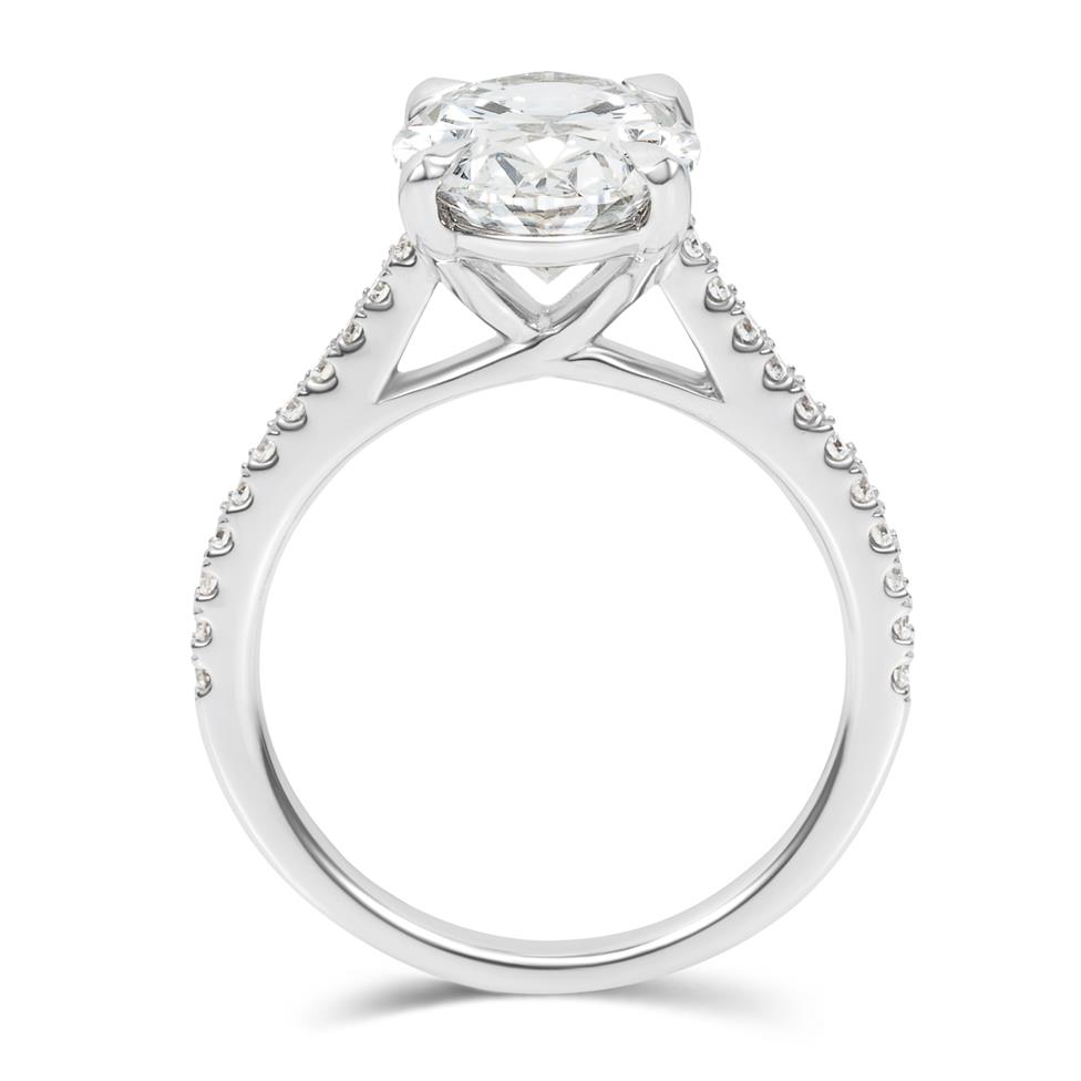 Platinum Lab Grown Oval Diamond Engagement Ring 3.00ct Thumbnail Image 2