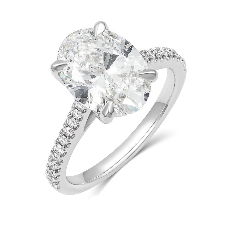 Platinum Lab Grown Oval Diamond Engagement Ring 3.00ct Thumbnail Image 0
