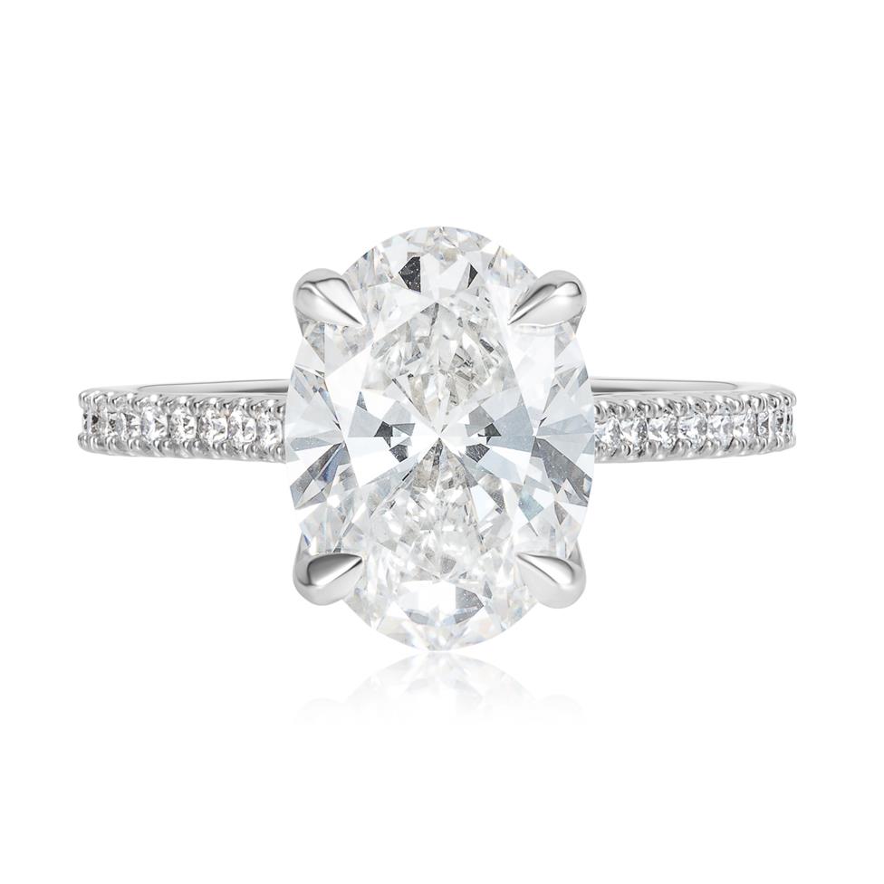 Platinum Lab Grown Oval Diamond Engagement Ring 3.00ct Thumbnail Image 1