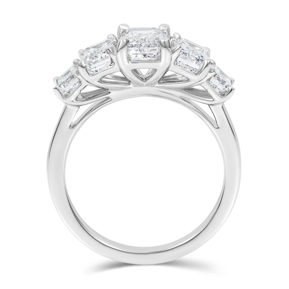 Platinum Lab Grown Emerald Cut Diamond Engagement Ring 3.10ct Thumbnail Image 2