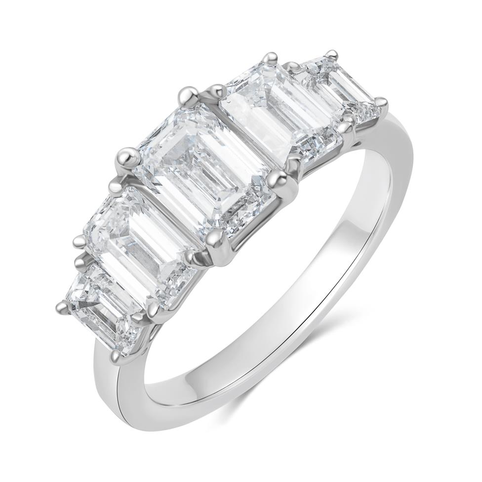 Platinum Lab Grown Emerald Cut Diamond Engagement Ring 3.10ct Thumbnail Image 0