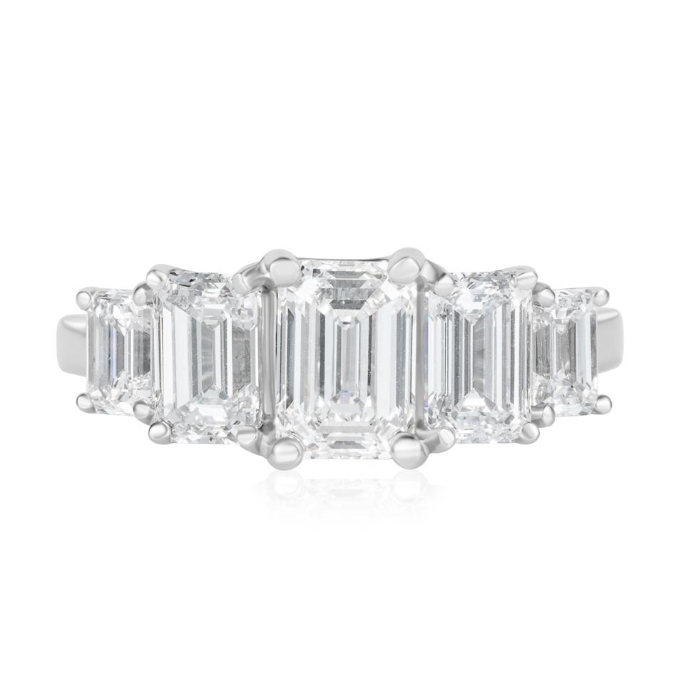 Platinum Lab Grown Emerald Cut Diamond Engagement Ring 3.10ct Thumbnail Image 1