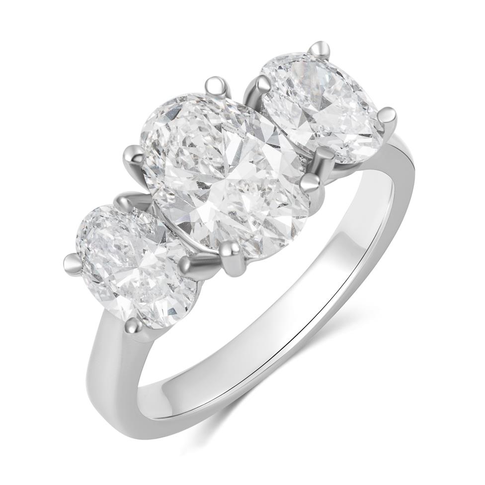 Platinum Lab Grown Oval Diamond Engagement Ring 3.60ct Thumbnail Image 0