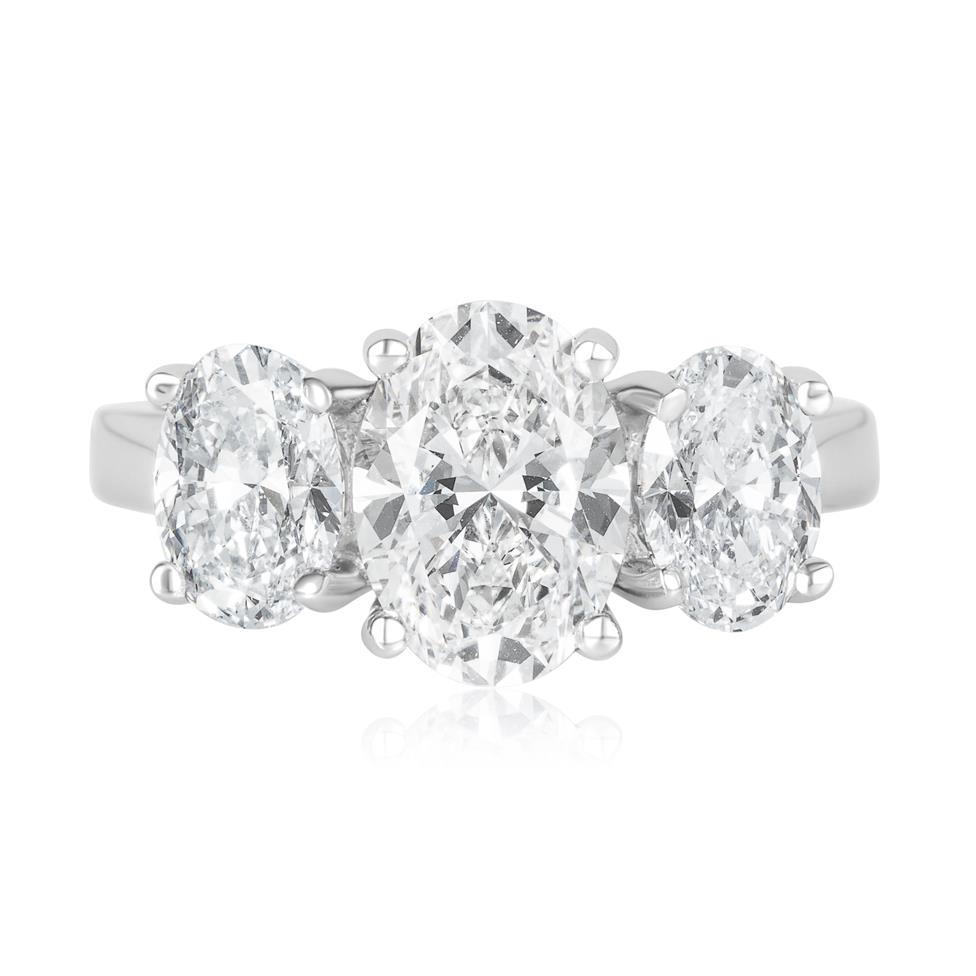 Platinum Lab Grown Oval Diamond Engagement Ring 3.60ct Thumbnail Image 1