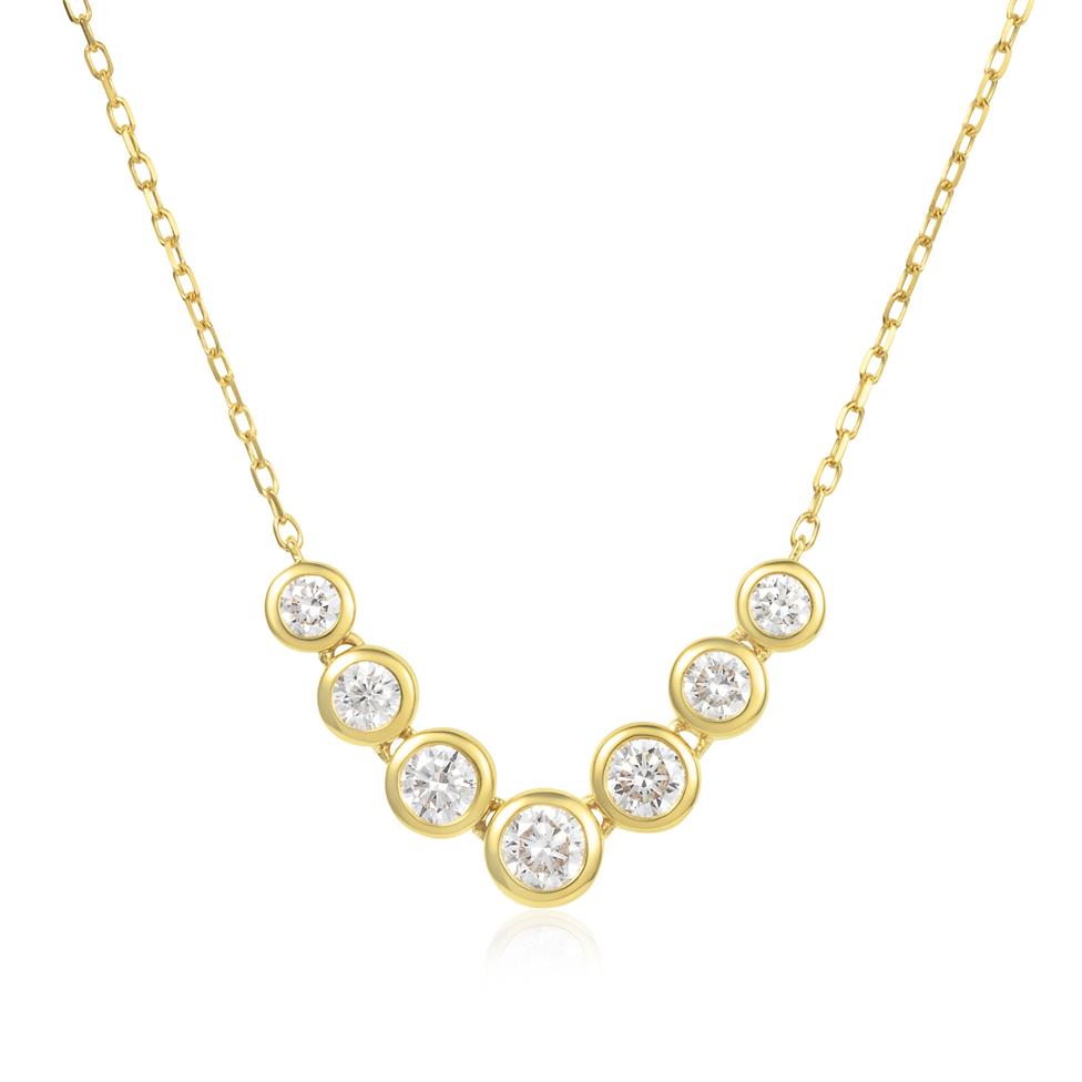 Alchemy 18ct Yellow Gold Graduated Bezel Set Diamond Necklace Thumbnail Image 0