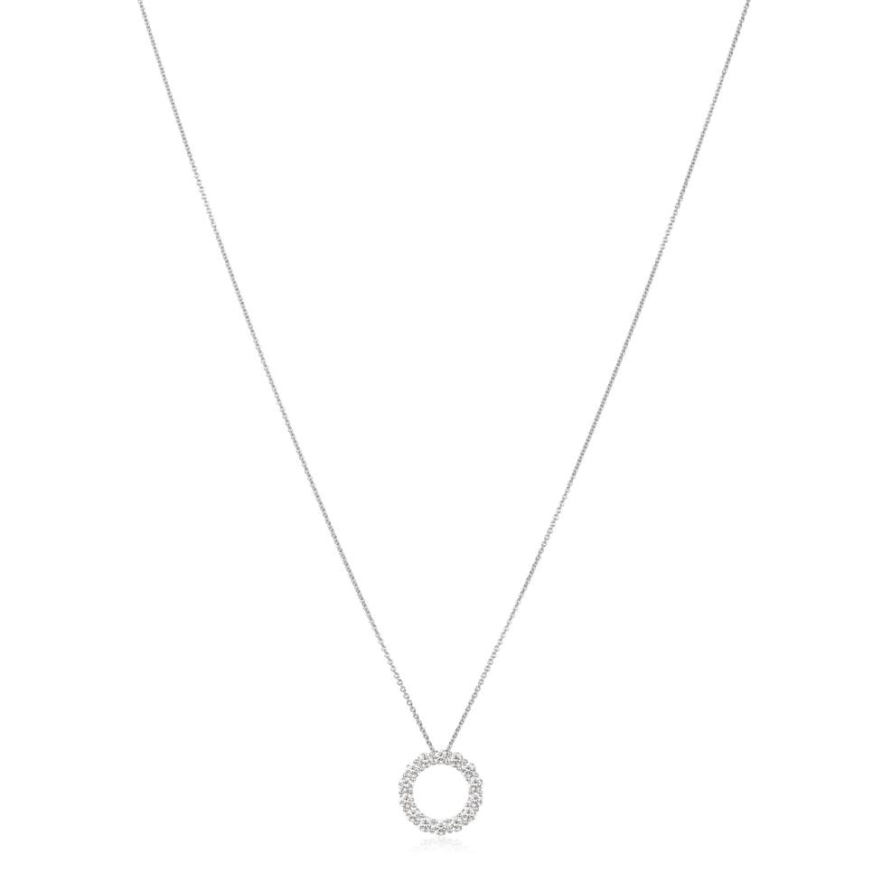 18ct White Gold Diamond Circle Necklace Thumbnail Image 1