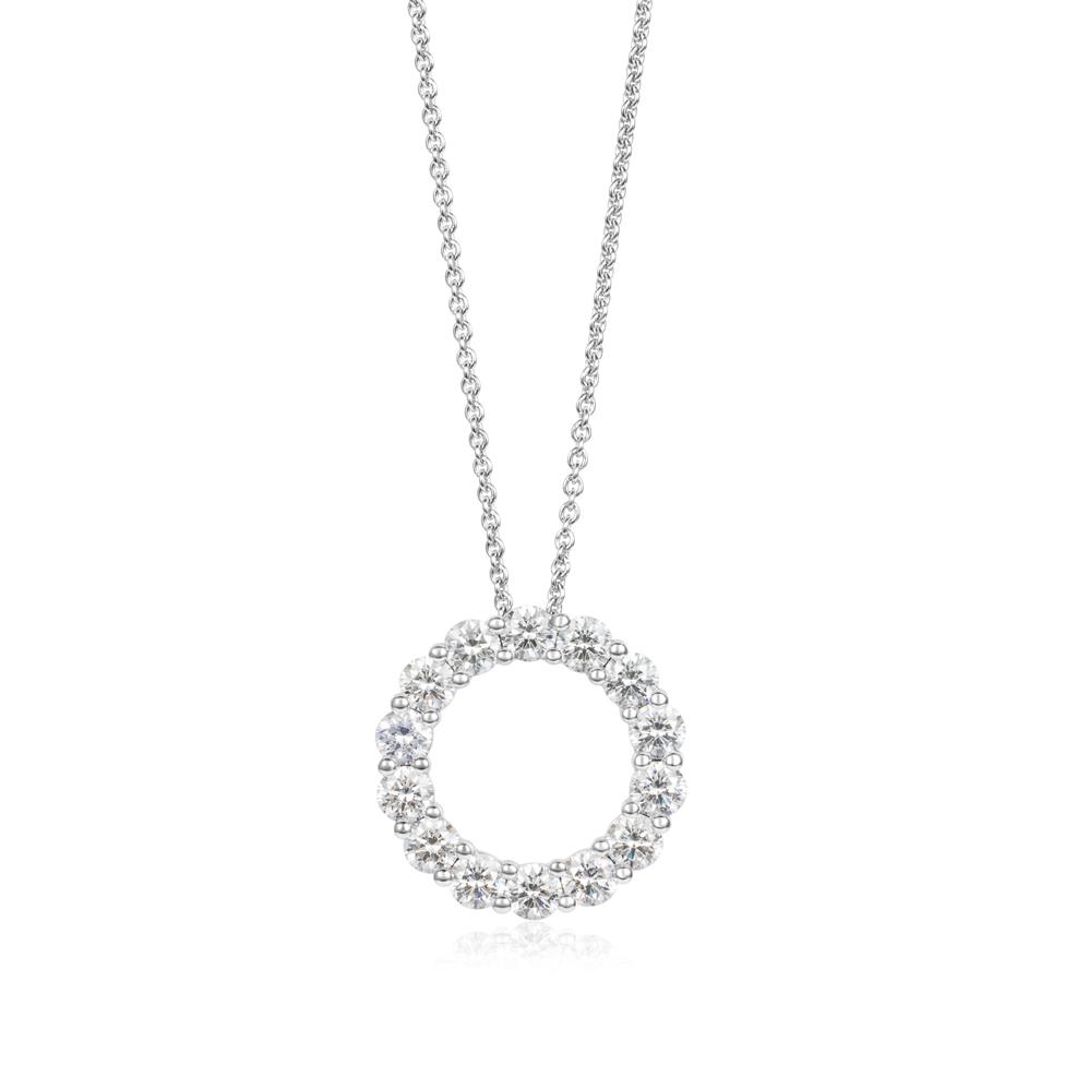 18ct White Gold Diamond Circle Necklace Thumbnail Image 0