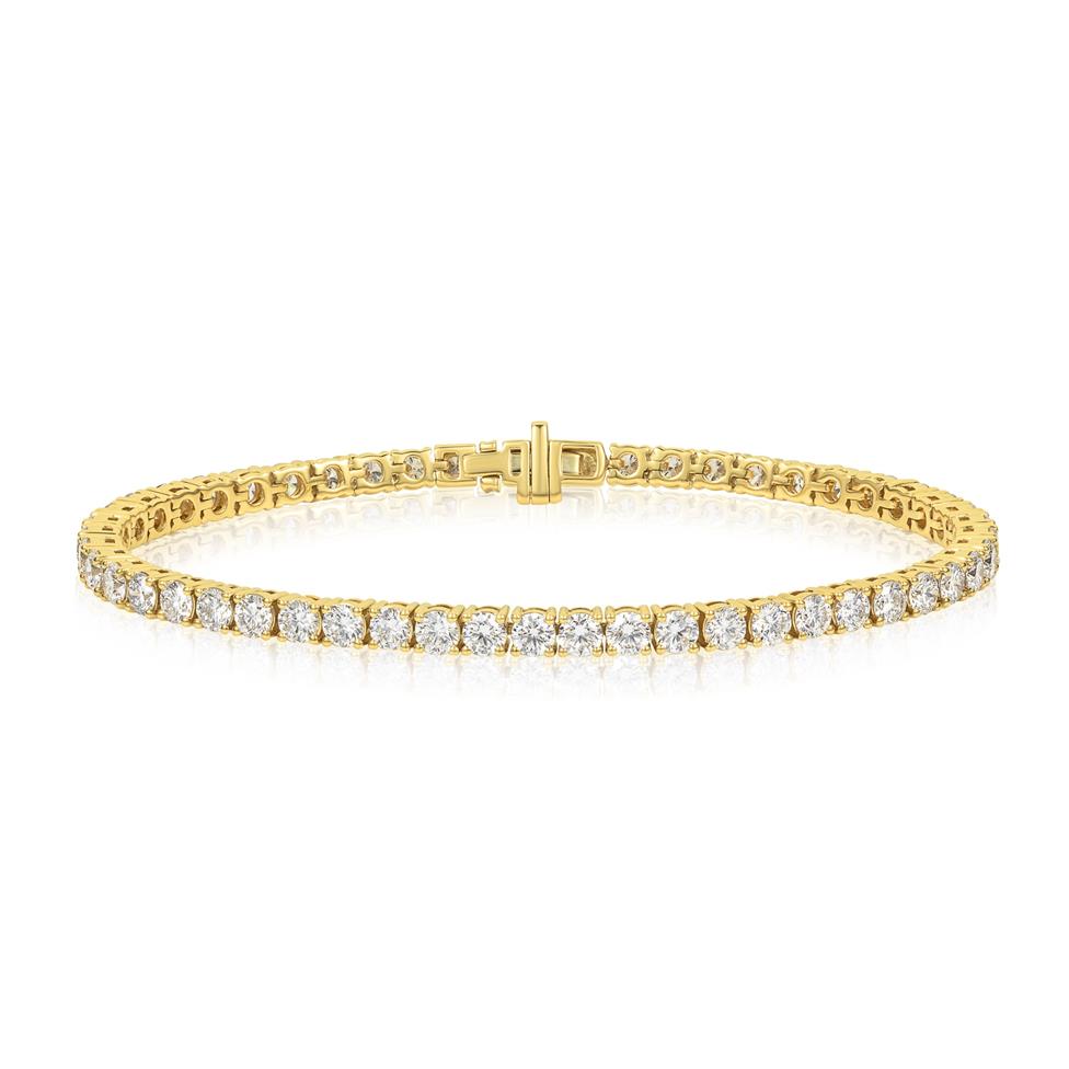 18ct Yellow Gold Lab Grown Diamond Tennis Bracelet 7.67ct Thumbnail Image 0