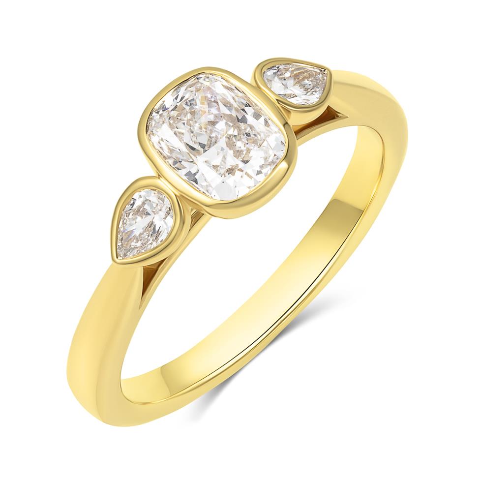 18ct Yellow Gold Three Stone Diamond Engagement Ring 0.85ct Thumbnail Image 0