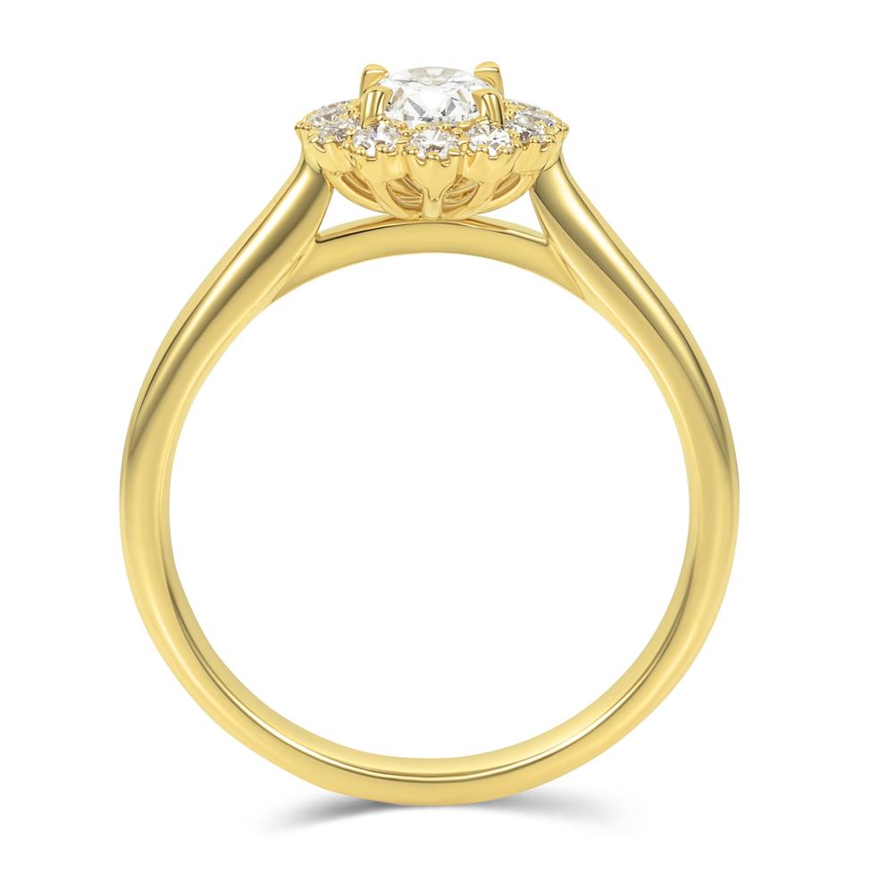 18ct Yellow Gold Oval Diamond Cluster Engagement Ring 0.78ct Thumbnail Image 2