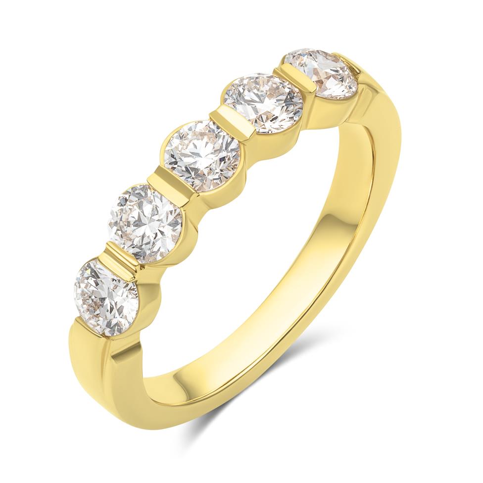 18ct Yellow Gold Modern Bar Set Diamond Eternity Ring 1.00ct Thumbnail Image 0