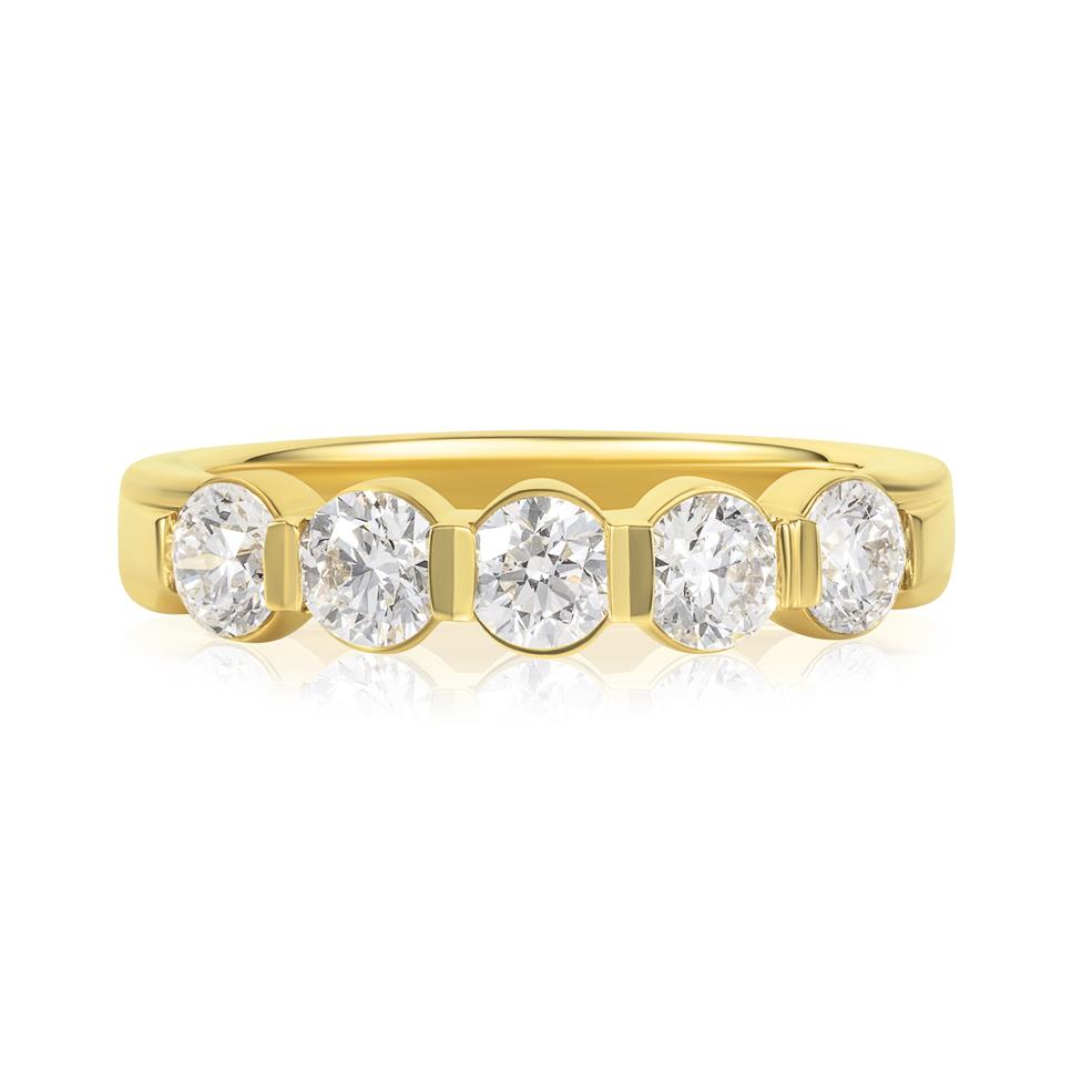 18ct Yellow Gold Modern Bar Set Diamond Eternity Ring 1.00ct Thumbnail Image 2