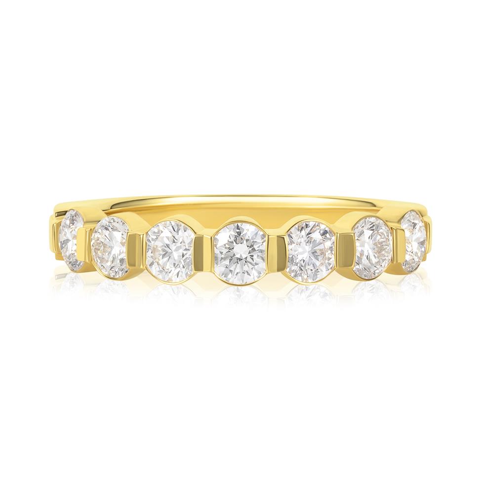 18ct Yellow Gold Modern Bar Set Diamond Eternity Ring 1.00ct Thumbnail Image 2