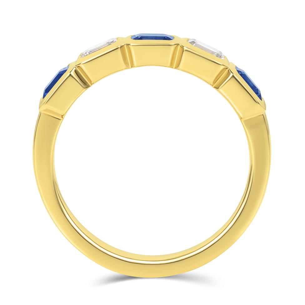 18ct Yellow Gold Emerald Cut Sapphire and Diamond Ring Thumbnail Image 2