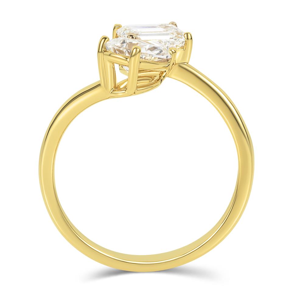 Pear and Emerald-Cut Diamond Toi et Moi Engagement Ring Thumbnail Image 2