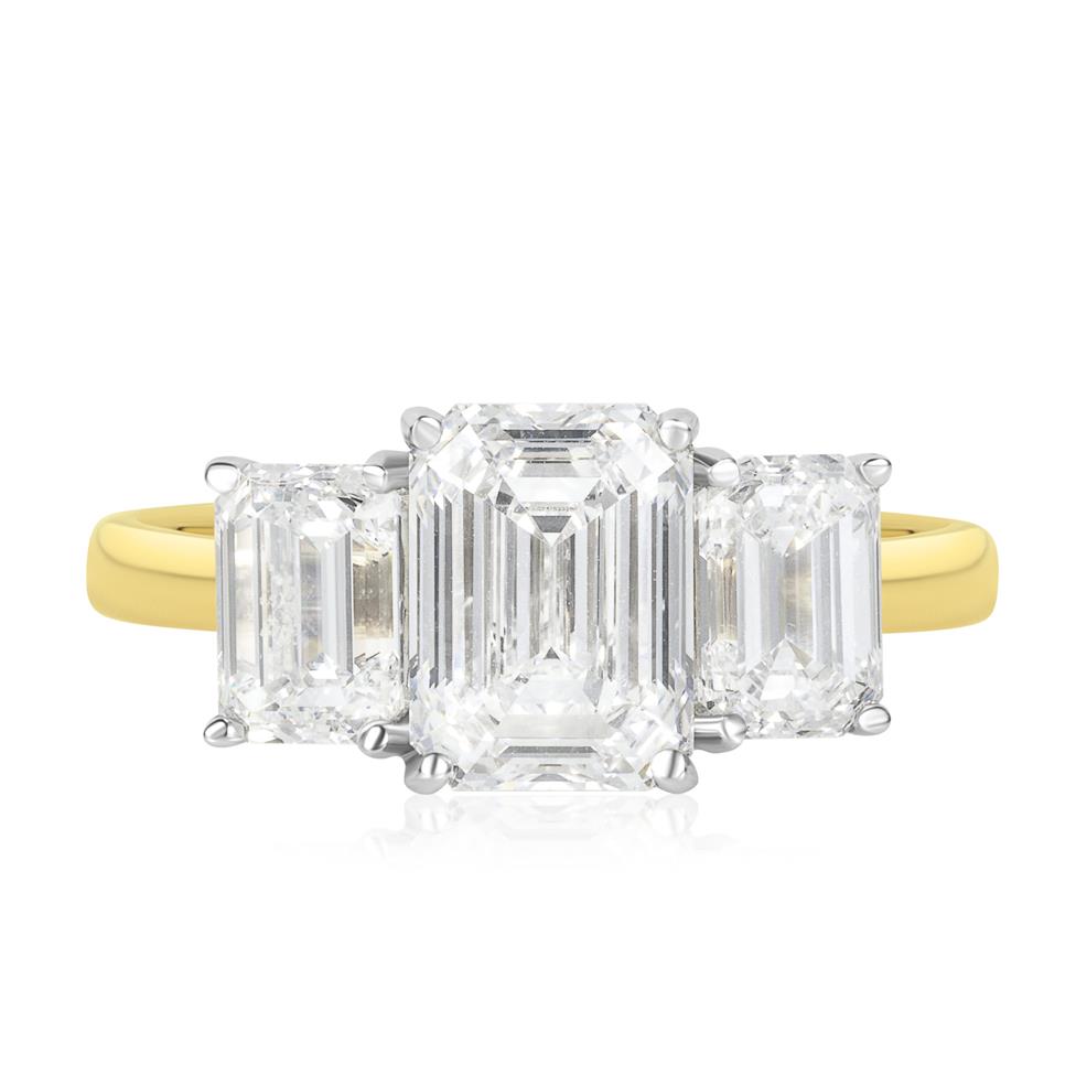 18ct Yellow Gold Lab Grown Emerald Cut Diamond Engagement Ring 3.50ct Thumbnail Image 1