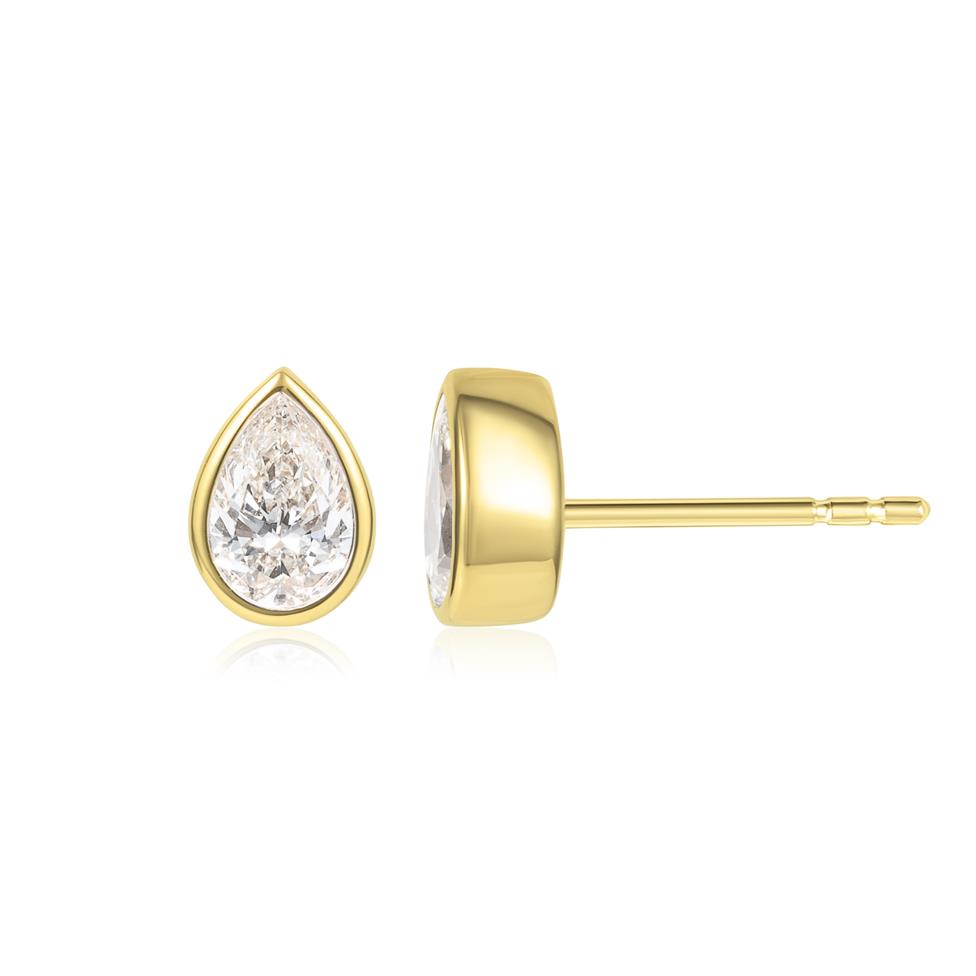 18ct Yellow Gold Pear Diamond Solitaire Earrings 0.80ct Thumbnail Image 0