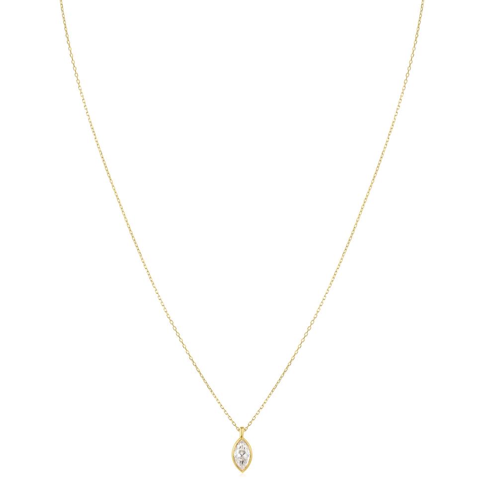 18ct Yellow Gold Marquise Diamond Solitaire Necklace 0.70ct Thumbnail Image 2