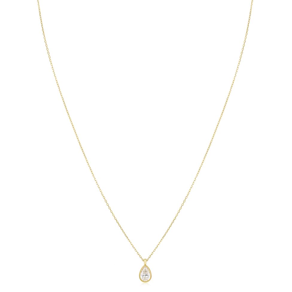 18ct Yellow Gold Pear Diamond Solitaire Necklace 0.70ct Thumbnail Image 2