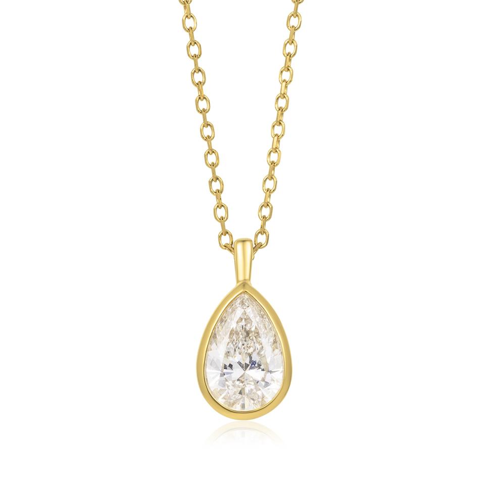 18ct Yellow Gold Pear Diamond Solitaire Necklace 0.70ct Thumbnail Image 0