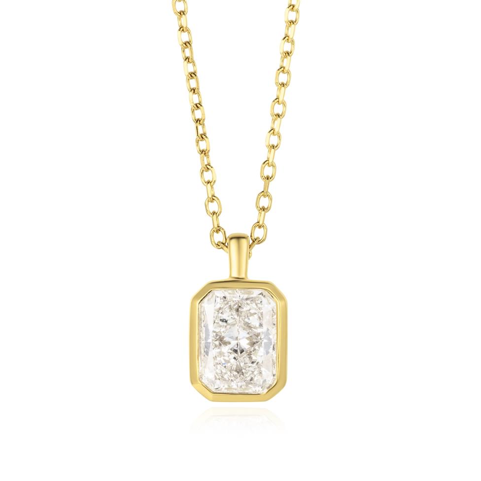 18ct Yellow Gold Radiant Diamond Solitaire Necklace 0.70ct Thumbnail Image 0
