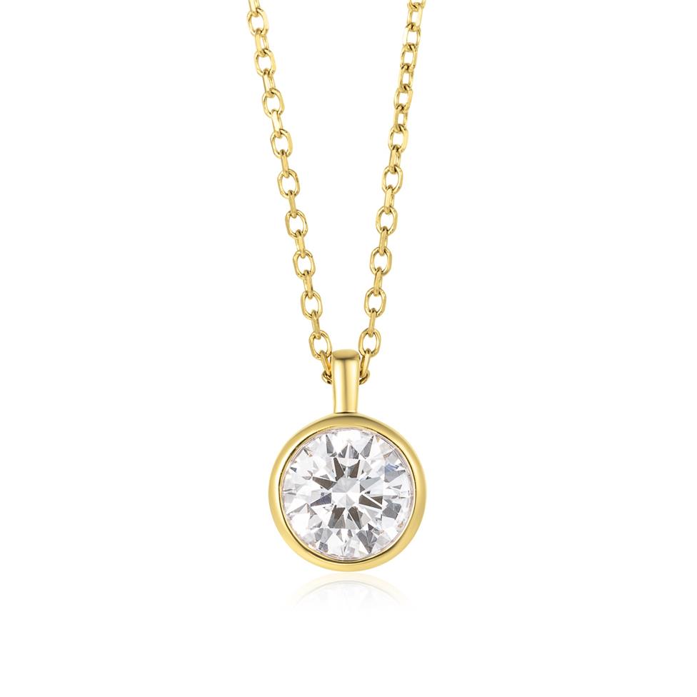 18ct Yellow Gold Round Diamond Solitaire Necklace 0.70ct Thumbnail Image 0