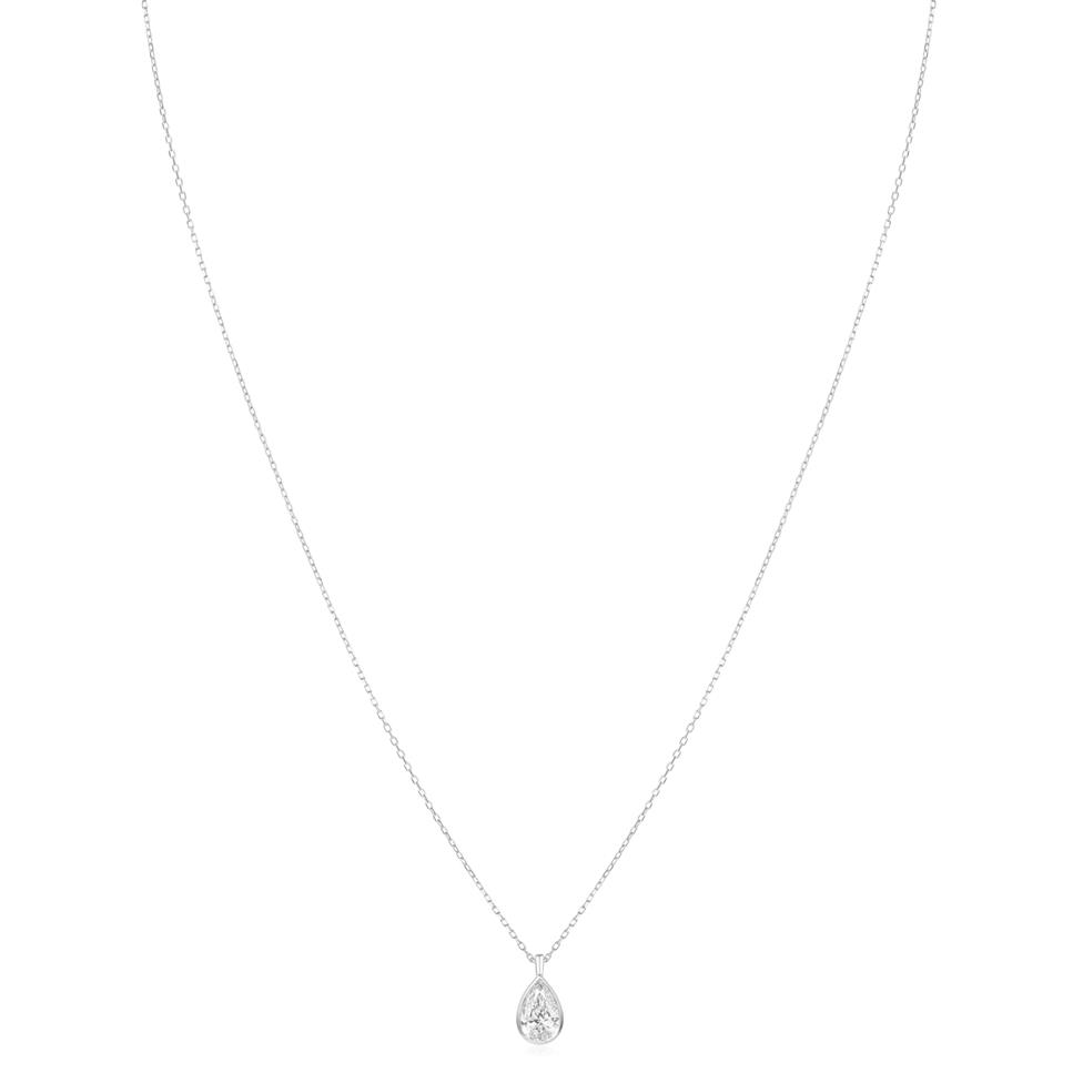 18ct White Gold Pear Diamond Solitaire Necklace 0.80ct Thumbnail Image 2