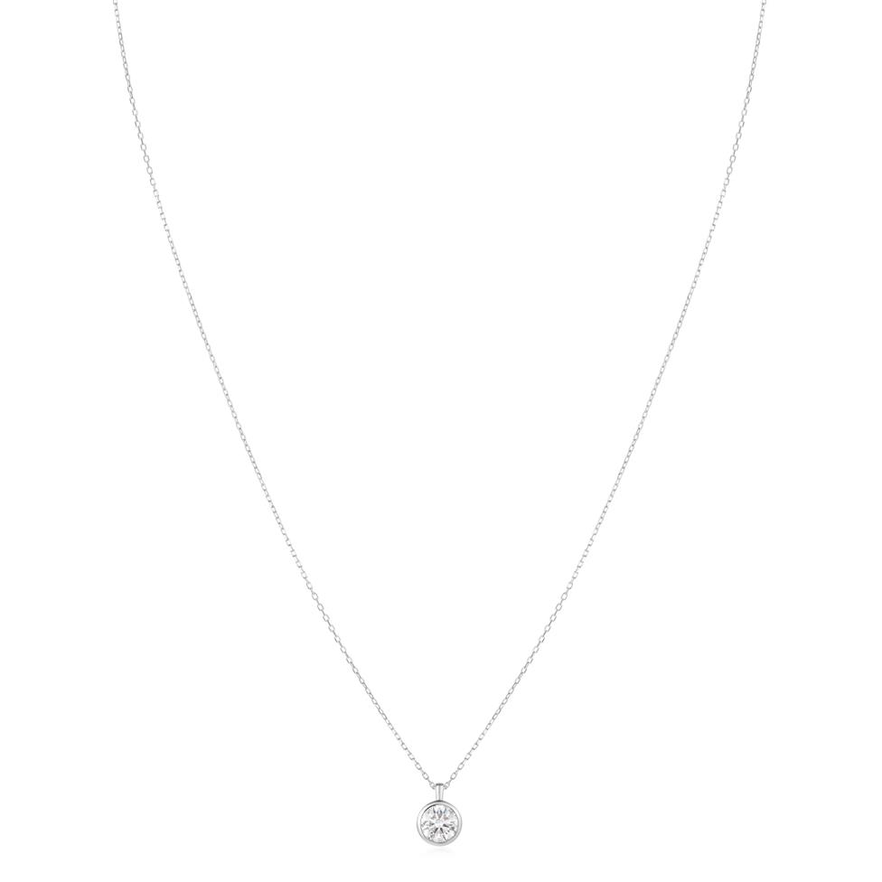 18ct White Gold Round Diamond Solitaire Necklace 0.70ct Thumbnail Image 2
