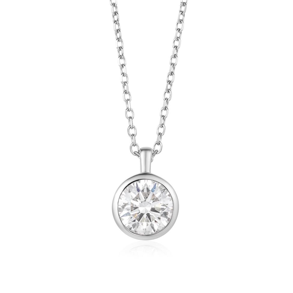 18ct White Gold Round Diamond Solitaire Necklace 0.70ct Thumbnail Image 0