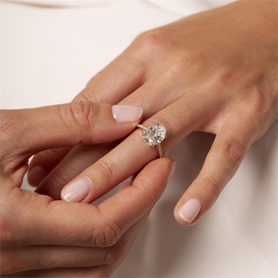 18ct Yellow Gold Lab Grown Oval Diamond Engagement Ring 3.00ct Thumbnail Image 1