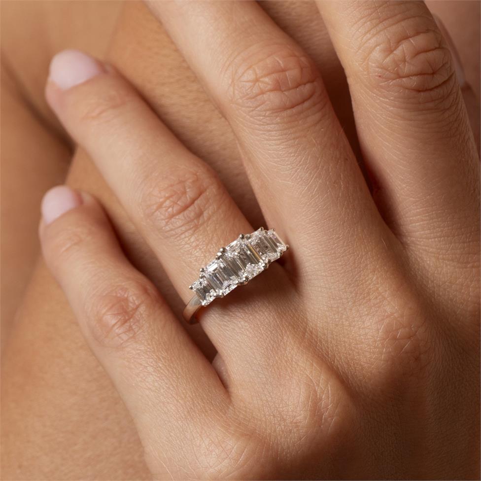 Platinum Lab Grown Emerald Cut Diamond Engagement Ring 3.10ct Thumbnail Image 1