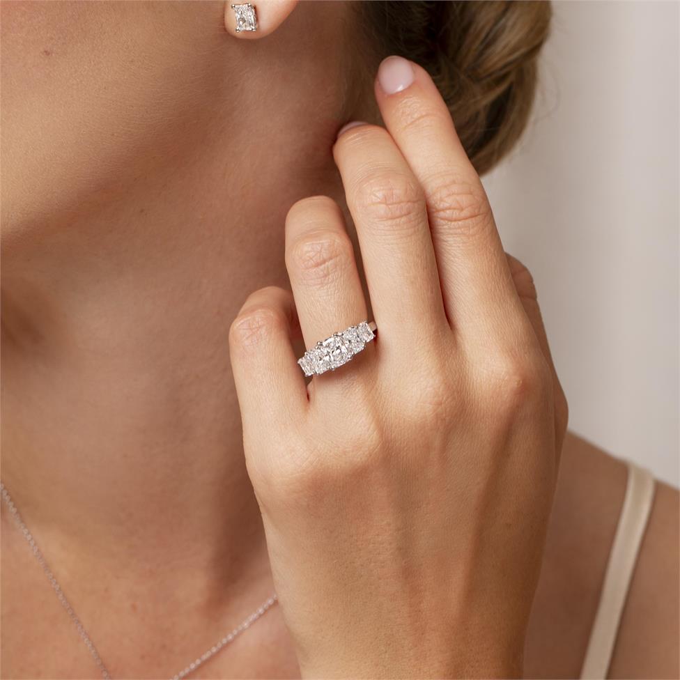 Platinum Lab Grown Radiant Cut Diamond Engagement Ring 2.90ct Thumbnail Image 1