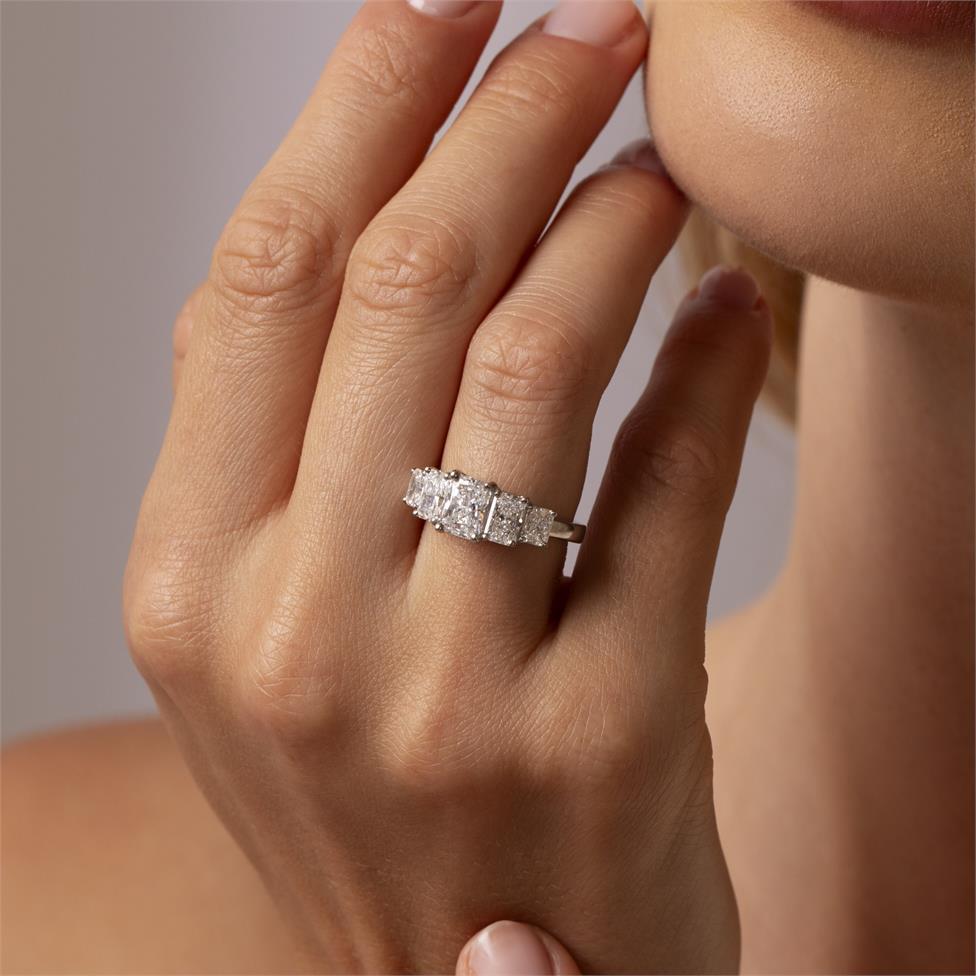 Platinum Lab Grown Radiant Cut Diamond Engagement Ring 2.90ct Thumbnail Image 4