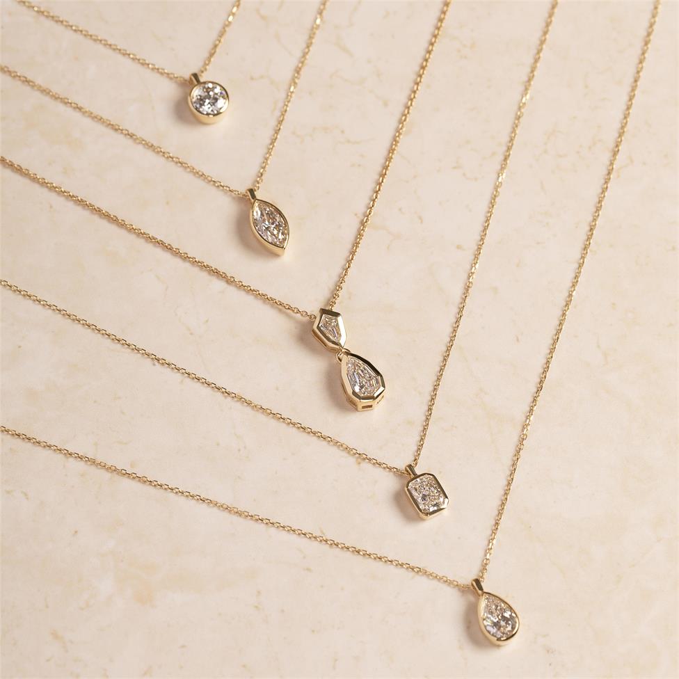18ct Yellow Gold Marquise Diamond Solitaire Necklace 0.70ct Thumbnail Image 3