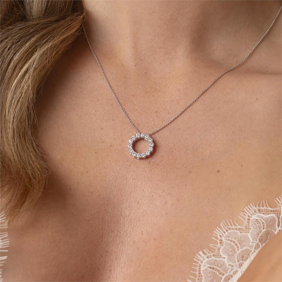 18ct White Gold Diamond Circle Necklace 1.26ct Thumbnail Image 1