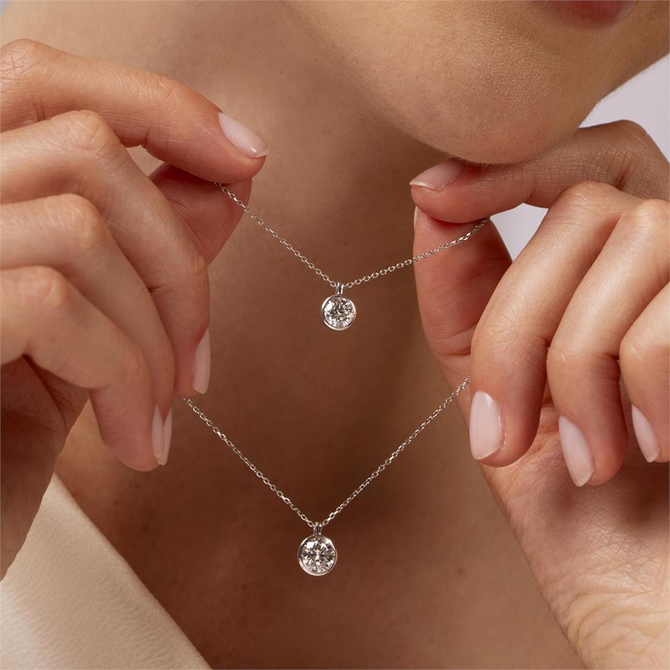 18ct White Gold Round Diamond Solitaire Necklace 0.70ct Thumbnail Image 1