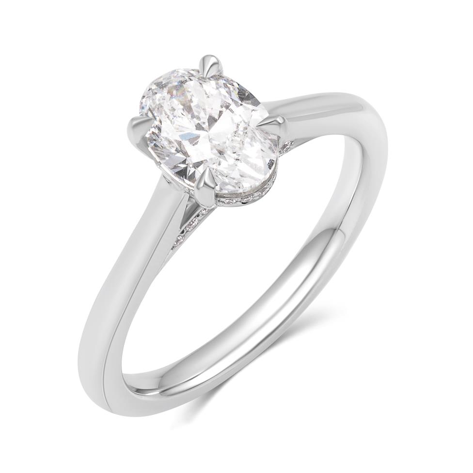 Platinum Oval Diamond Solitaire Engagement Ring 1.20ct Thumbnail Image 0