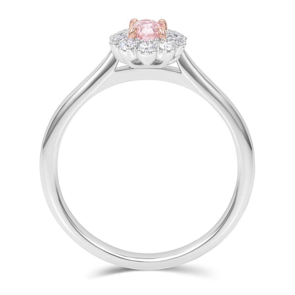 Platinum Blush Pink Diamond Oval Cluster Engagement Ring Thumbnail Image 2