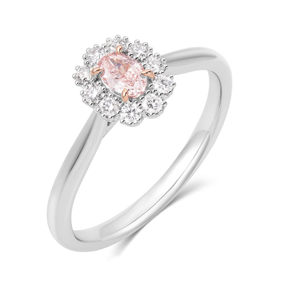 Platinum Blush Pink Diamond Oval Cluster Engagement Ring Thumbnail Image 0