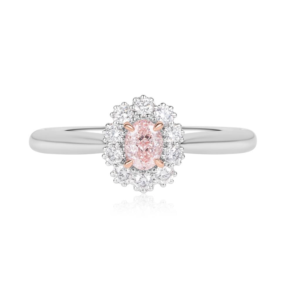 Platinum Blush Pink Diamond Oval Cluster Engagement Ring Thumbnail Image 1