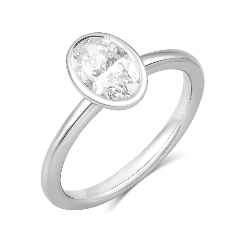 Platinum Lab Grown Oval Diamond Engagement Ring 1.00ct Thumbnail Image 0
