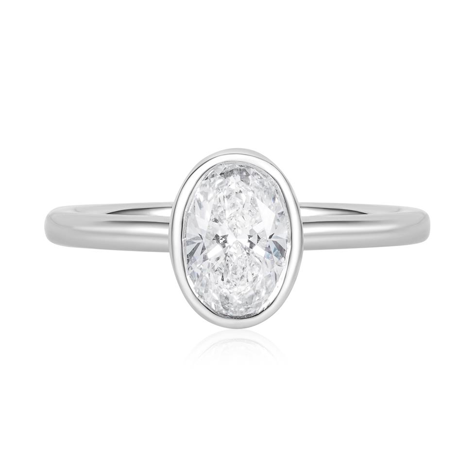 Platinum Lab Grown Oval Diamond Engagement Ring 1.00ct Thumbnail Image 1