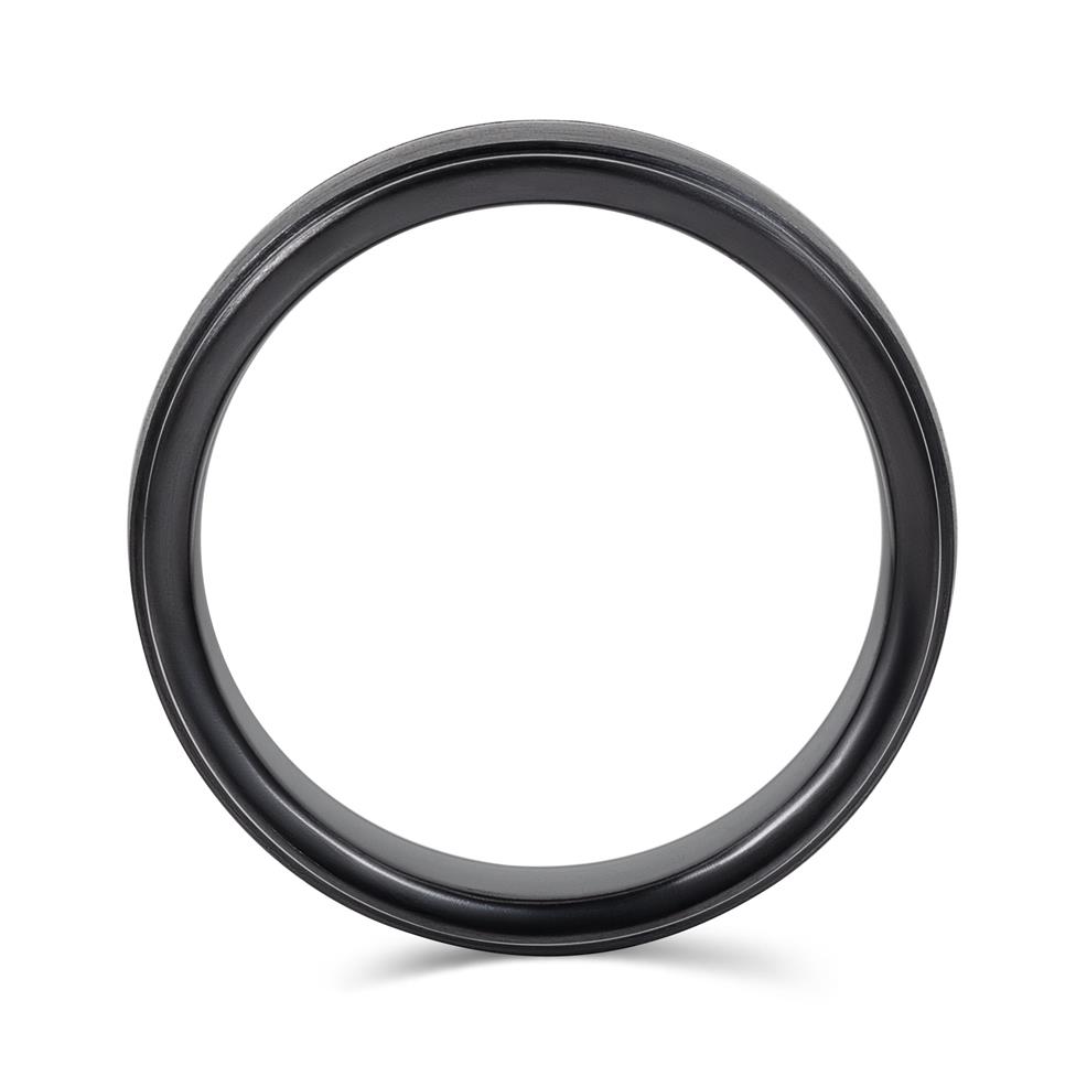 Black Zirconium Stepped Edge Wedding Ring 7mm Thumbnail Image 2
