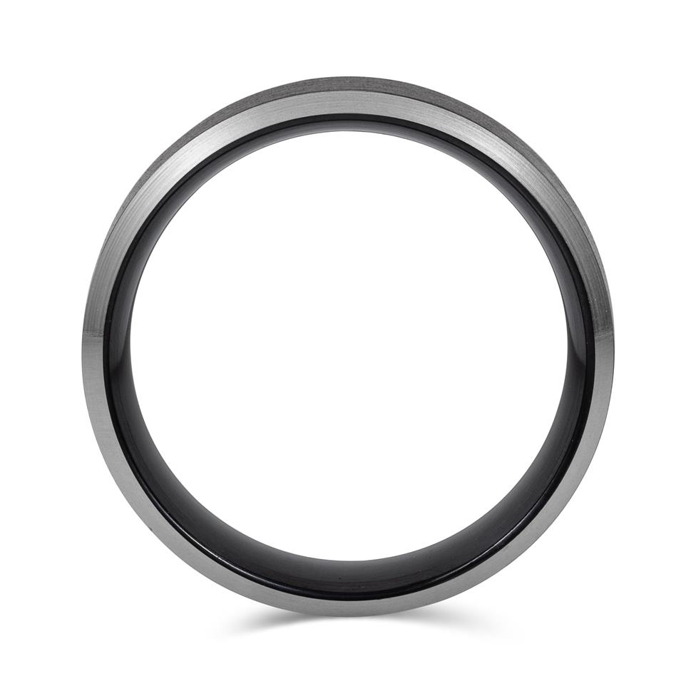 Black Zirconium Bevelled Edge Wedding Ring 7mm Thumbnail Image 2