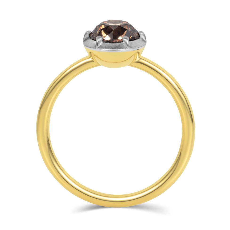 18ct Yellow Gold Old Cut Cognac Diamond Engagement Ring 1.22ct Thumbnail Image 2