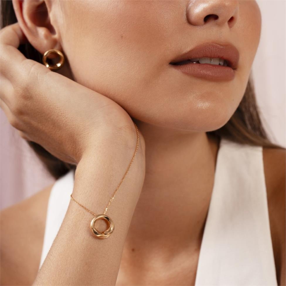 Aira 18ct Yellow Gold Twisted Circle Stud Earrings Thumbnail Image 2
