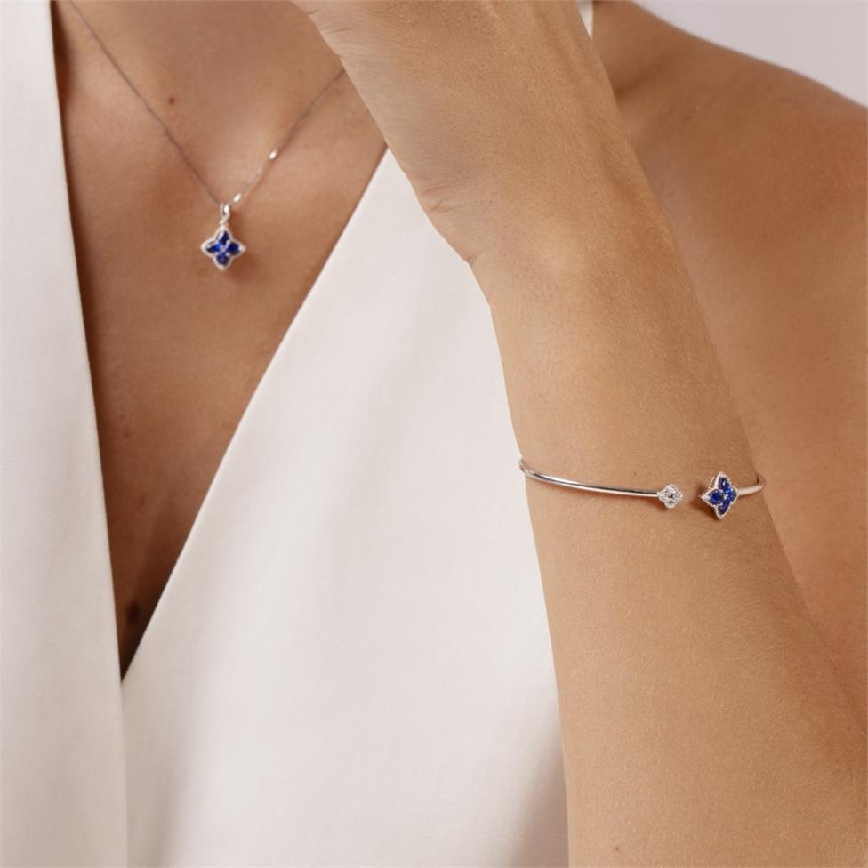 Fleur 18ct White Gold Sapphire Pendant Thumbnail Image 3