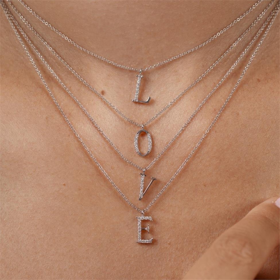 18ct White Gold Diamond Initial Necklace V Thumbnail Image 1